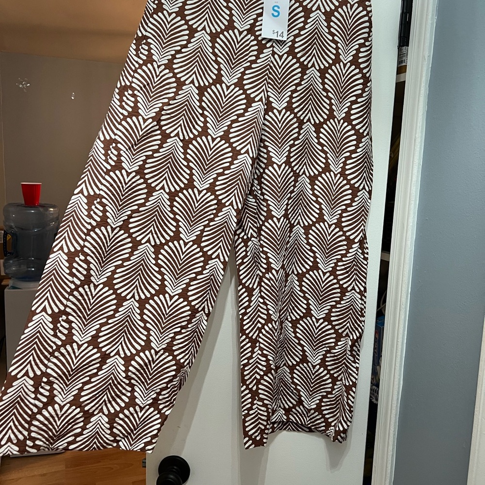 Brown and White Patterned Pants